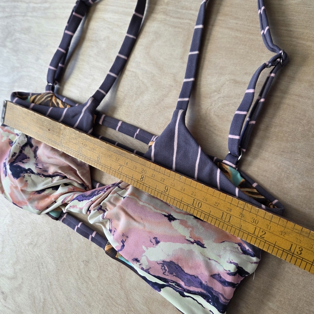 Maaji Yellow Peach Floral Twist Front Strappy Swim Bikini Top - Picture 9 of 10
